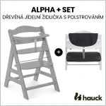 Hauck Alpha+ set 2v1 drevená stolička, grey + polstrovanie Melange charcoal (HK661178SET)