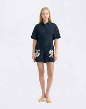 Thinking MU Navy Fish Patch Roberta Jumpsuit BLUE M