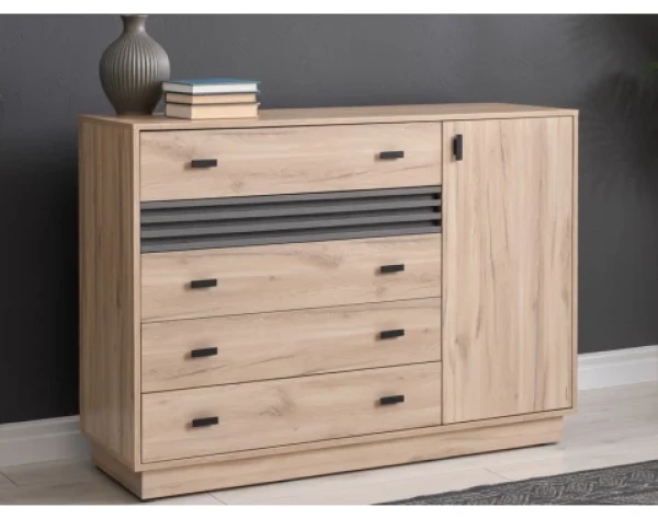 Komoda so šuplíkmi Ancona, 135 cm, dub estana/antracit%
