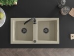 MEXEN/S MEXEN/S - Mario granitový drez 2-bowl 820 x 436 mm, béžová, + čierny sifón 6504822000-69-B