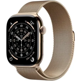 Apple Watch Series 11 GPS+Cellular 46mm Zlaté titánové telo - Zlatý milánsky ťah S/M / 130-180 mm (MFD74MP/A)