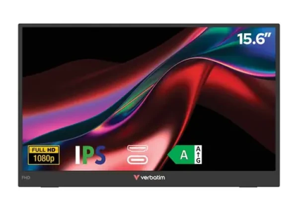 15,6" Verbatim PM-15 čierna / Prenosný monitor / Full HD 1920×1080 / IPS / USB-C / Mini HDMI
