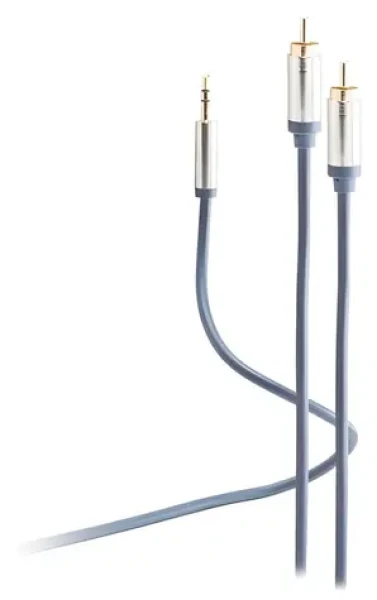 Shiverpeaks Flexline modrá / Prepojovací audio kábel / Jack 3,5 mm - 2x Cinch / 1,5 m / pozlátené konektory (FL31-32151)