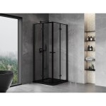 MEXEN/S - Mist-F Duo sprchovací kút skladacie dvere 75 x 75, čierna okraj, čierna 8A6-075L-075P-70-70