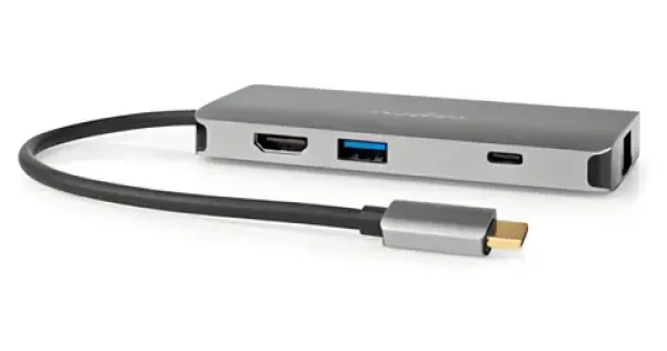 Nedis USB-C Multiportový adaptér 7v1 antracitová / Adaptér / HDMI / RJ45 / SD / microSD / 3x USB-A / 5 Gbps / 0,2 m (CCBW64240AT02)