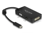 DeLock Adapter USB Type-C - VGA + HDMI + DVI 0.13m čierna (63925)