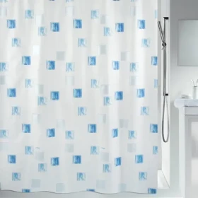 Spirella MILANO sprchový záves motív štvorcov 120 x 200 cm bielo-modrý/polyester (7610583011855)