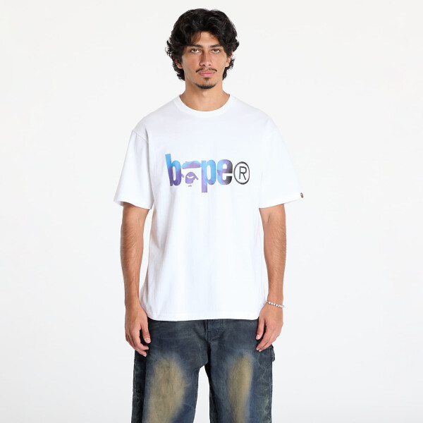 Tričko A BATHING APE Tie Dye Bape Logo Tee White/ Black XXL