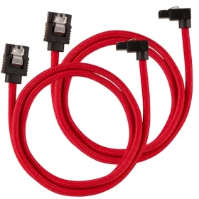 Corsair Premium Sleeved SATA 6Gbps kábel lomený 60cm červená (2ks) (CC-8900284)