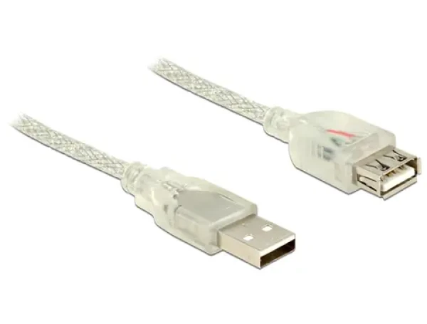 DeLock predlžovací kábel USB 2.0 Typ-A samec gt; USB 2.0 Typ-A samica / 2 m / transparentné (83883)