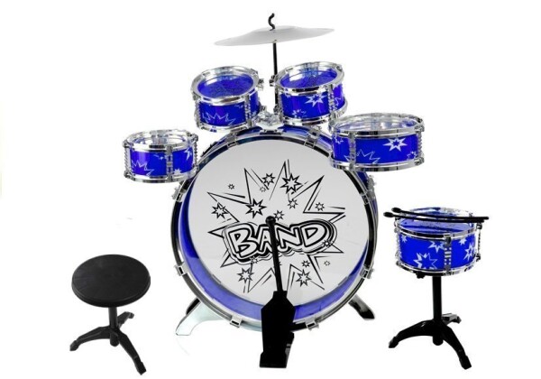 Mamido Veľký Bubnový Set s 6 Bubny + Činela + Pedálem v Modrej Farbe