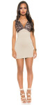 Sexy fineknitted-Party-minidress purplebeige Einheitsgroesse