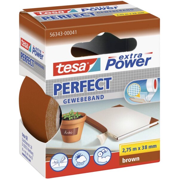 Tesa PERFECT 56343-00041-03 páska so skleným vláknom tesa® Extra Power hnedá (d x š) 2.75 m x 38 mm 1 ks; 56343-00041-03