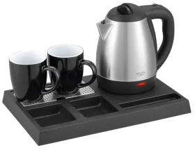 Adler AD 1354 čierna, nerez / Hotelový set s kanvicou / 1,2 L / 1500 W / 2 šálky (AD 1354)