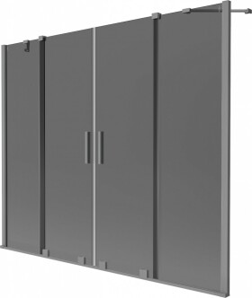 MEXEN/S - Velar Duo dvojkrídlová posuvná vaňová zástena 180 x 150, grafit, grafit metal 896-180-000-42-95