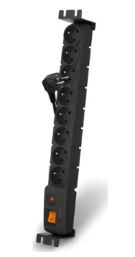 19" Acar S8 5m čierna / Rozvodný panel / 8x zásuvka 230V / prepäťová ochrana 10A / rack 1,5U (96081)