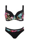 Dámske dvojdielne plavky Barcelona 1 S896BE1 Black with Leaves - Self 48D