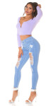 Sexy Highwaist Push Up Skinny Jeans ripped denimblue 40