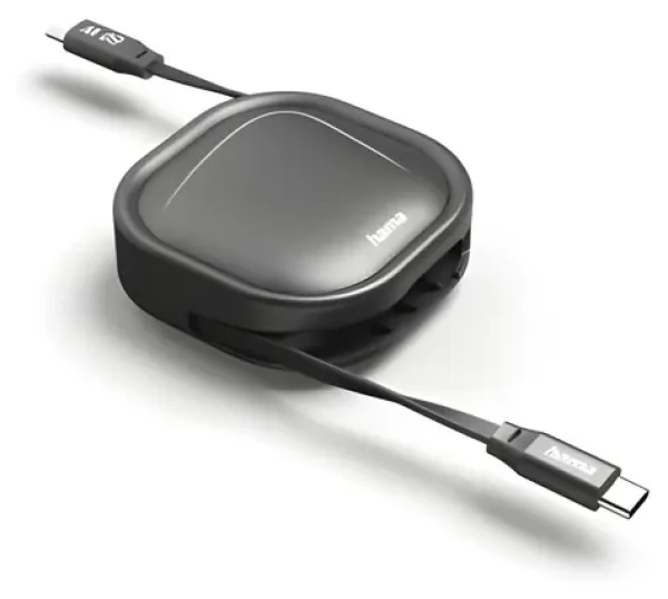 HAMA USB-C čierna / Navíjací nabíjací kábel / 60 W / 1 m