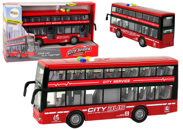 Mamido Poschodový autobus s efektmi a frikčným pohonom 1:16 červený