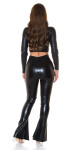 Sexy Koucla faux leather flared pants with slit black