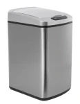 IQtech Quadrat 15 l strieborná / bezdotykový odpadkový kôš / hranatý / rozmery 28x22x41cm / nerez / plast / IR / napája. 4xAA (IQ00050)