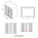 CERANO - Sprchové 2-krídlové dvere Antelo L/P - 6 mm - čierna matná, transparentné sklo - 220x190 CER-482119