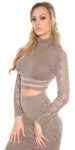 Trendy Koucla belly pullover with lace Einheitsgroesse