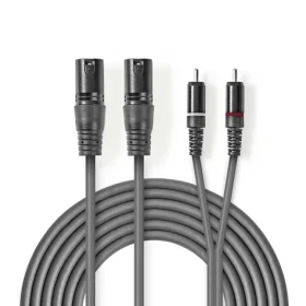 Nedis Vyvážený Audio kábel 2x XLR 3pinový (M) - 2x RCA (M) 3.00 m tmavo šedá (COTH15210GY30)