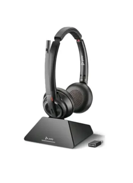 Poly Savi 8220 UC / bezdrôtová náhlavná súprava / mikrofón / dve slúchadlá / DECT / USB-A bezdrôtový prijímač (209215-02)