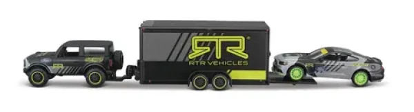 Maisto Design Team Haulers - 2021 Ford Bronco Car Trailer - 2015 Ford Mustang GT