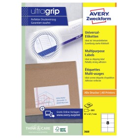Avery-Zweckform 3660 97 x 67.7 mm papier biela 800 ks trvalé univerzálne etikety atrament, laser, kópie; 3660