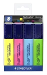Staedtler Textsurfer Classic / Zvýrazňovač / sada 4 ks v puzdre / mix farieb / klinový hrot 1-5 mm (364 WP4)