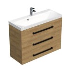 Kúpeľňová skrinka s čiernou úchytkou a umývadlom SAT Cube Way 100x71x40 cm dub Hickory mat CUBE2C1003DH CUBE2C1003DH