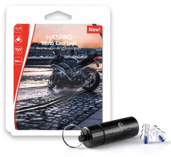 Haspro Moto priehľadná-modrá / Špunty do uší / pre motocyklistov / SNR 26 dB / silikónové / 1 pár