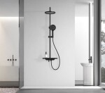 AQUALINE - ARONA sprchový stĺp s batériou a napúšťaním, čierna mat SL210B