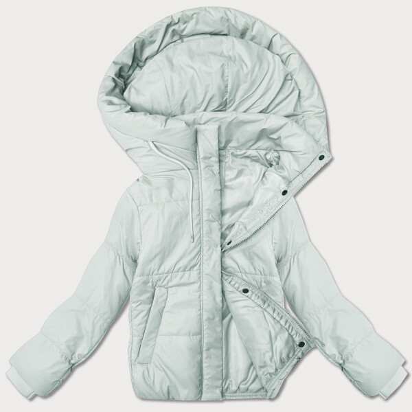 Dámska krátka bunda v svetlej pistáciovej farbe s kapucňou J Style (16M9237-176) odstíny zelené M (38)