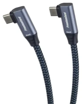 PremiumCord USB-C 2x zahnutý kábel šedá / Dátový kábel / USB 3.2 Gen 2x2 / 20 Gbit/s / 100 W / 2 m (ku31cj2)