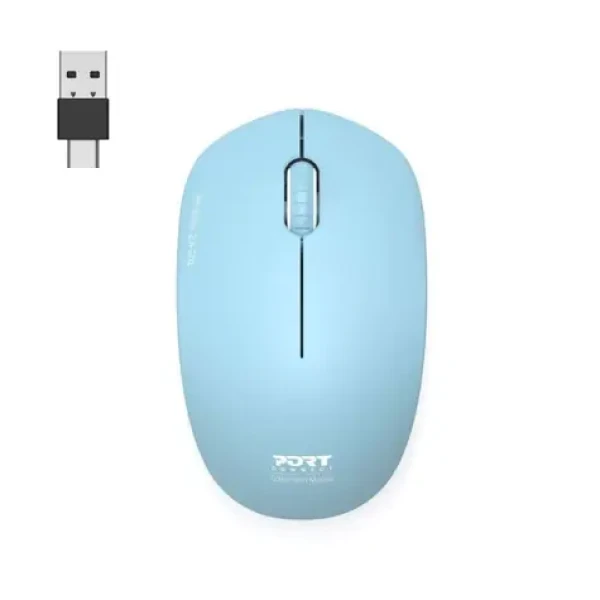 PORT CONNECT Wireless COLLECTION azúrová / bezdrôtová myš / USB-A/USB-C dongle / 2.4Ghz / 1600 DPI (900544)
