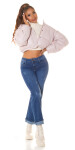 Sexy Highwaist Push up used look flarred Jeans denimblue