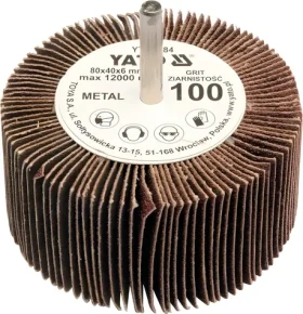YATO Kotúč lamelový radiálny 80x40 P-40 s hriadeľom 6 mm / Kotúč lamelový radiálny / Zrnitosť P40 / Priemer stopky 6 mm