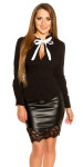 Sexy blouse with bow to tie Up black