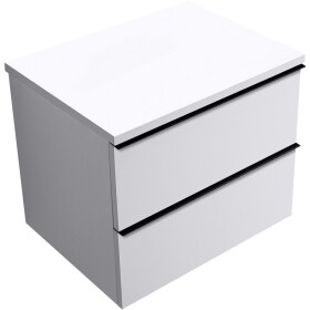 CERANO - Kúpeľňová skrinka Velora - biela matná, úchytka čierna + doska pod umývadlo Navira Pro - 36 mm - 70x56,6x46,5 CER-668516