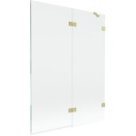 MEXEN/S - Lunar vaňová zástena 2-krídlová pravá 130 x 150, transparent, zlatá kartáčovaná 897-130-100-55-00-P