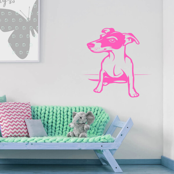 Veselá Stena Samolepka Pes Jack Russell Terrier Farba: růžová, Veľkosť: 100 x 75 cm