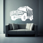 Veselá Stena Samolepka Auto Land Rover Defender Farba: ružová, Veľkosť: 40 x 35 cm