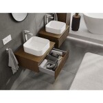 MEXEN/S - Rivel kúpeľňová skrinka pod umývadlo 60 cm s doskou, 1 šuplík, reliéf, orech 91A20-06023-1-BFC86