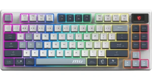MSI Forge GK600 TKL Wireless Sky šedá / Bezdrôtová herná klávesnica / 83 kláves / RGB podsvietenie / US layout / USB-C (FORGE GK600 TKL W SKY US)