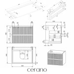 CERANO - Kúpeľňová skrinka Carole - biela matná ryhovaná + doska pod umývadlo Navira Pro - 36 mm + konzola chróm - 120x46x51,6 CER-180248