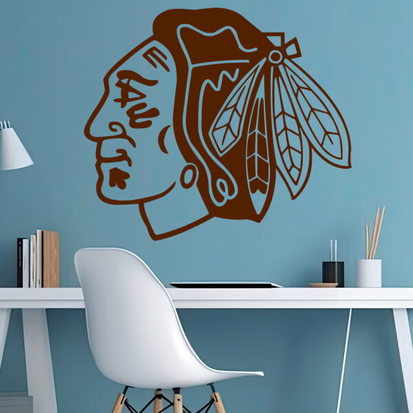 Veselá Stena Samolepka Hokejový tím Chicago Blackhawks Farba: hnědá, Veľkosť: 100 x 87 cm